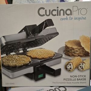 CucinaPro Pizzelle Maker- Polished Electric Baker Press Makes Two 5-Inch Cookies